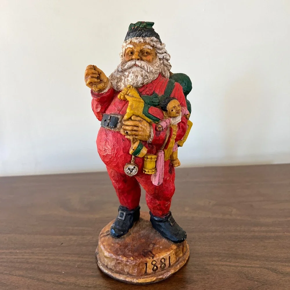 Vintage Style 1881 Santa Claus Figurine Father Christmas Rustic Holiday Decor
